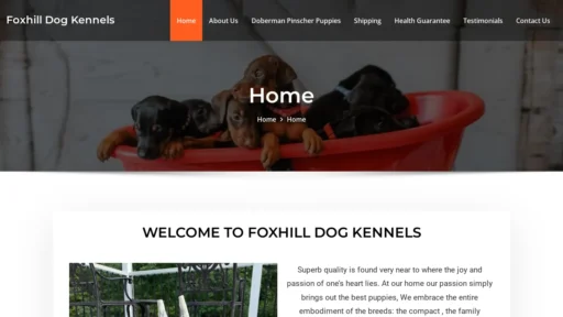 A screenshot of Foxhilldogskennel.com