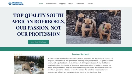 A screenshot of Freedomboerboel.com