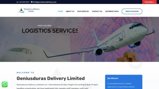 A screenshot of Geniusdurasdelivery.com