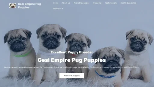 A screenshot of Gesiempirepugpuppies.com