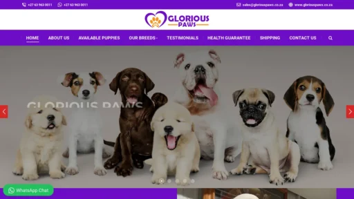 A screenshot of Gloriouspaws.co.za