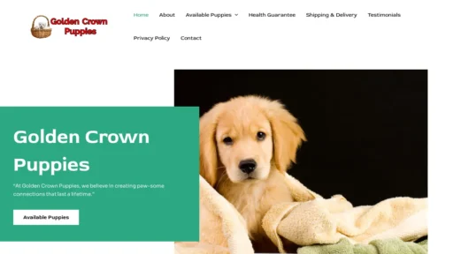 A screenshot of Goldencrownpuppies.com