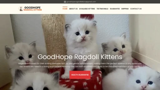 A screenshot of Goodhoperagdollkittens.com