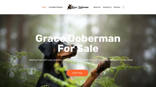 A screenshot of Gracedobermanforsale.com