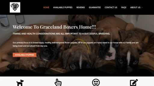 A screenshot of Gracelandboxershome.com