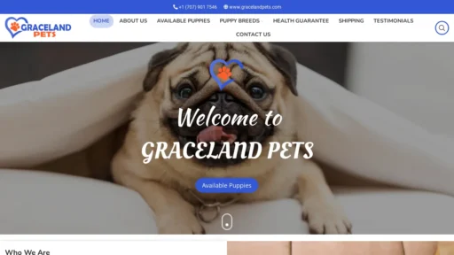 A screenshot of Gracelandpets.com