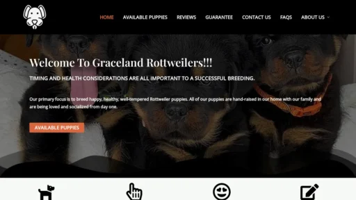 A screenshot of Gracelandrottweilers.com