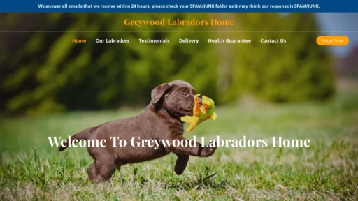 A screenshot of Greywoodslabradorshome.com