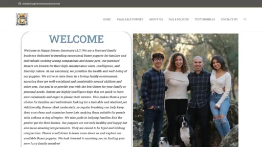 A screenshot of Happyboxerssanctuary.com