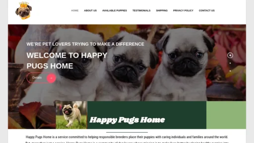 A screenshot of Happypugshome.com