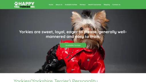A screenshot of Happytailyorkiesinc.com