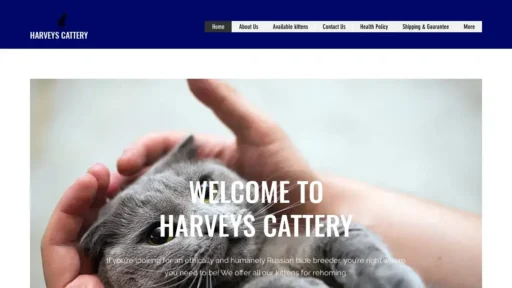 A screenshot of Harveyskittens.com