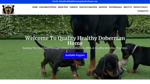 A screenshot of Healthydobermanpinscherhome.com