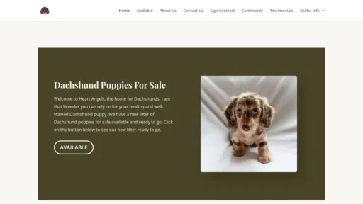A screenshot of Heartyangels.com