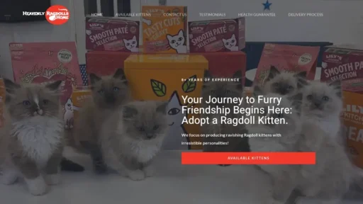A screenshot of Heavenlyragdollshome.com