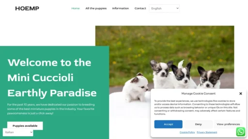A screenshot of Heavenonearthminipuppies.com