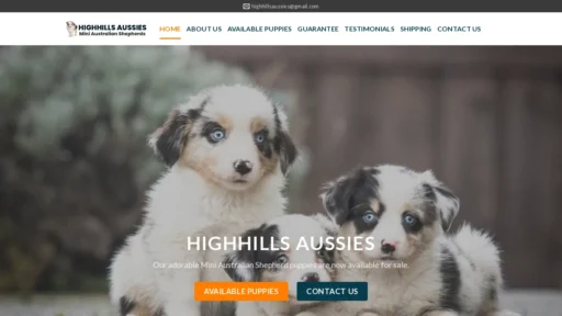 A screenshot of Highhillsauissies.com