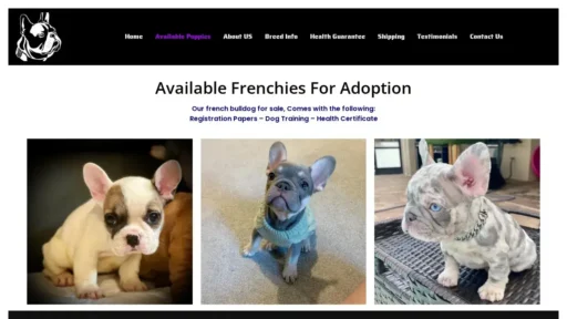 A screenshot of Homefrenchbulldogpuppies.com