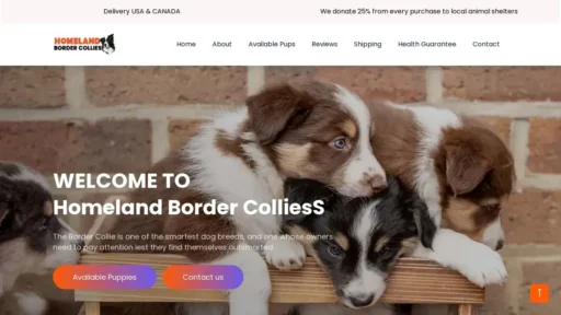 A screenshot of Homelandbordercollies.com