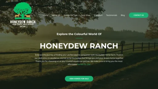 A screenshot of Honeydewhorsefarm.com
