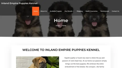 A screenshot of Inlandempirepuppieskennel.com