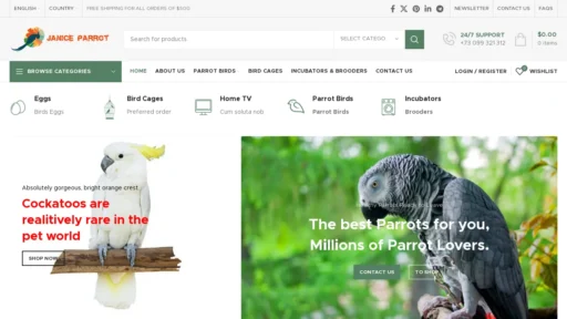 A screenshot of Janiceparrots.com