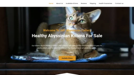 A screenshot of Jeffabyssiniancattery.com