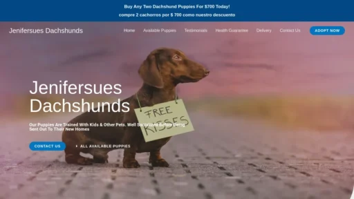 A screenshot of Jenifersuesdachshunds.com
