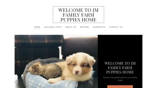 A screenshot of Jmfamilyfarmpuppieshomes.co.za