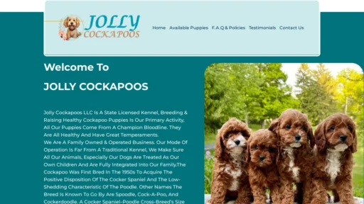 A screenshot of Jollycockapoos.com
