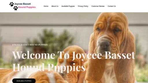 A screenshot of Joyceebassethoundpuppies.com