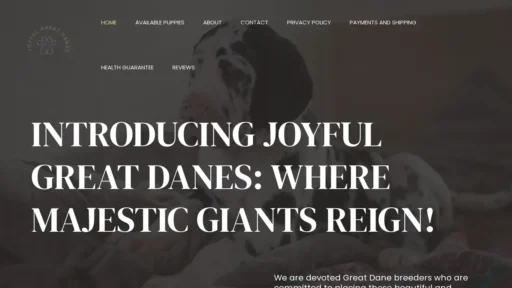 A screenshot of Joyfulgreatdanes.com