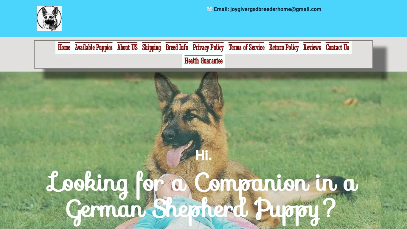 A screenshot of Joygivergsdbreederhome.com