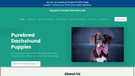 A screenshot of Kayandclaudedachshunds.com