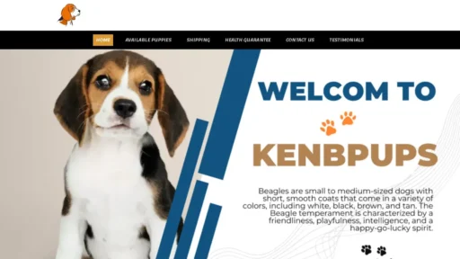 A screenshot of Kenbpups.com