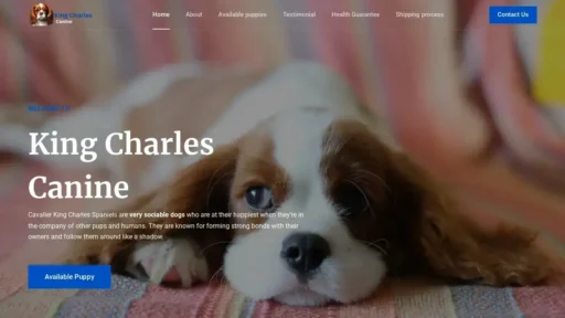 A screenshot of Kingcharlescanine.com