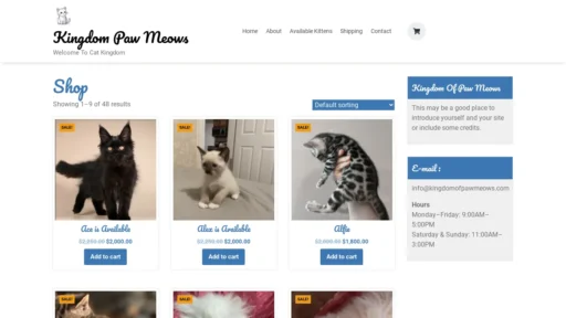 A screenshot of Kingdomofpawmeows.com