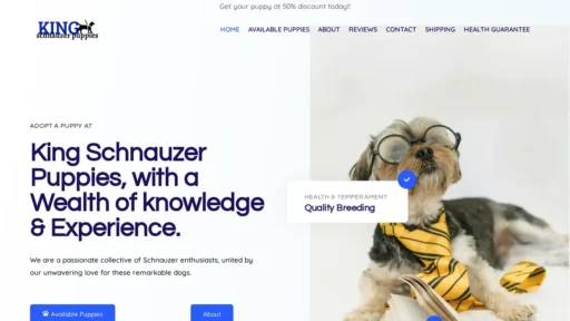 A screenshot of Kingschnauzerpuppies.com
