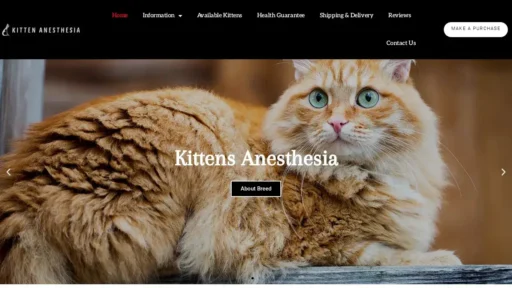 A screenshot of Kittenanesthesia.com