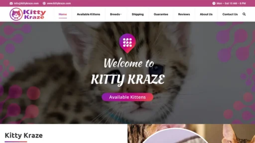 A screenshot of Kittykraze.com