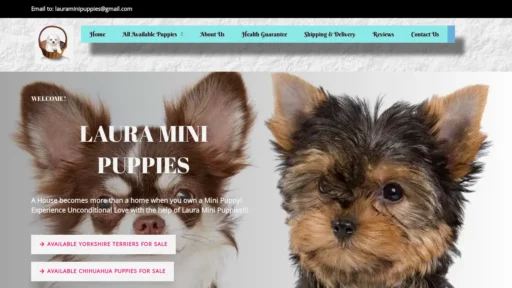 A screenshot of Lauraminipuppies.com