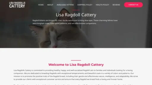 A screenshot of Lisaragdollscattery.com