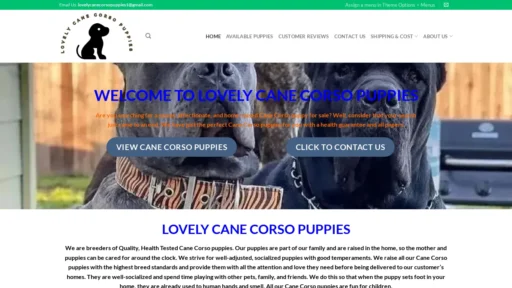A screenshot of Lovelycanecorsopuppies.shop