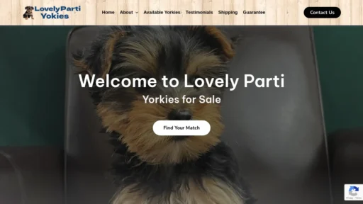 A screenshot of Lovelypartiyorkies.com