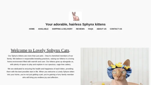 A screenshot of Lovelysphynxcats.com