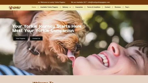 A screenshot of Lovelyyorkiepuppies.com