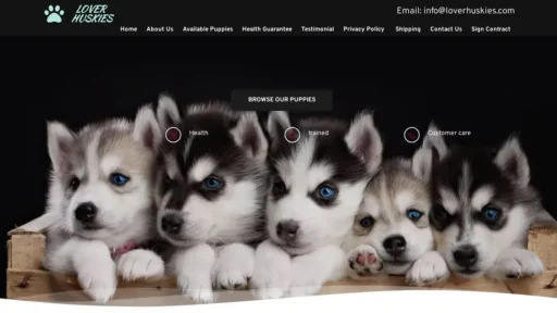 A screenshot of Loverhuskies.com