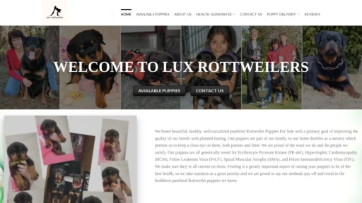A screenshot of Luxrottweilers.com