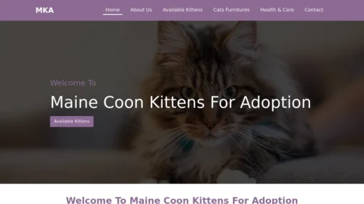 A screenshot of Mainecoonkittensforadoption.online