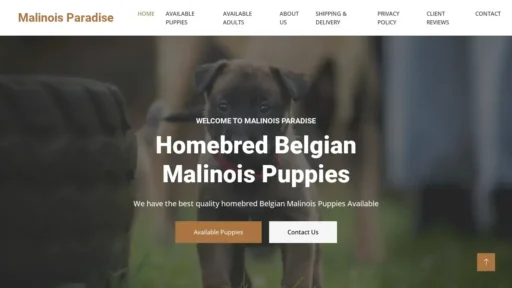 A screenshot of Malinoisparadise.com